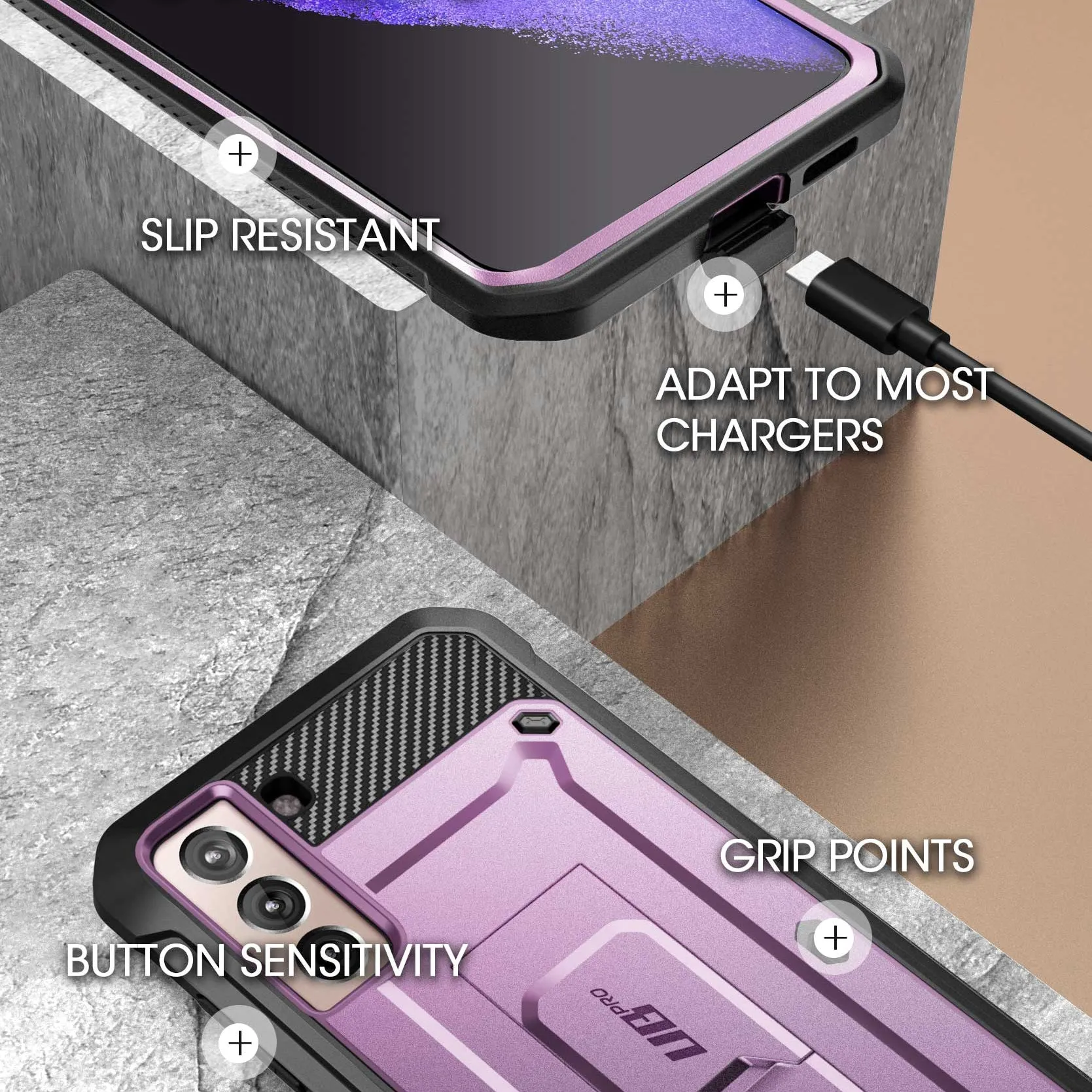 Galaxy S21 Unicorn Beetle Pro Rugged Case(open box)-Metallic Purple