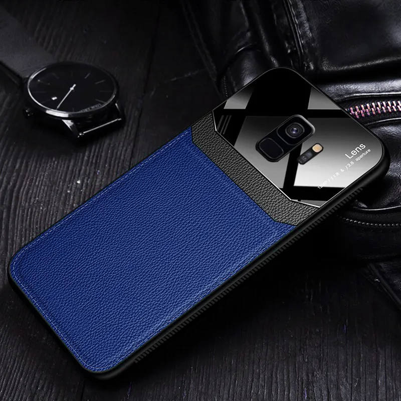 Galaxy S9 Sleek Slim Leather Glass Case