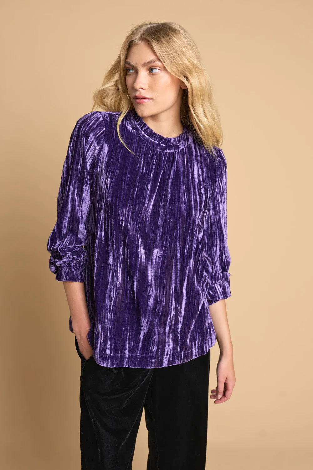 High Neck Velvet Top