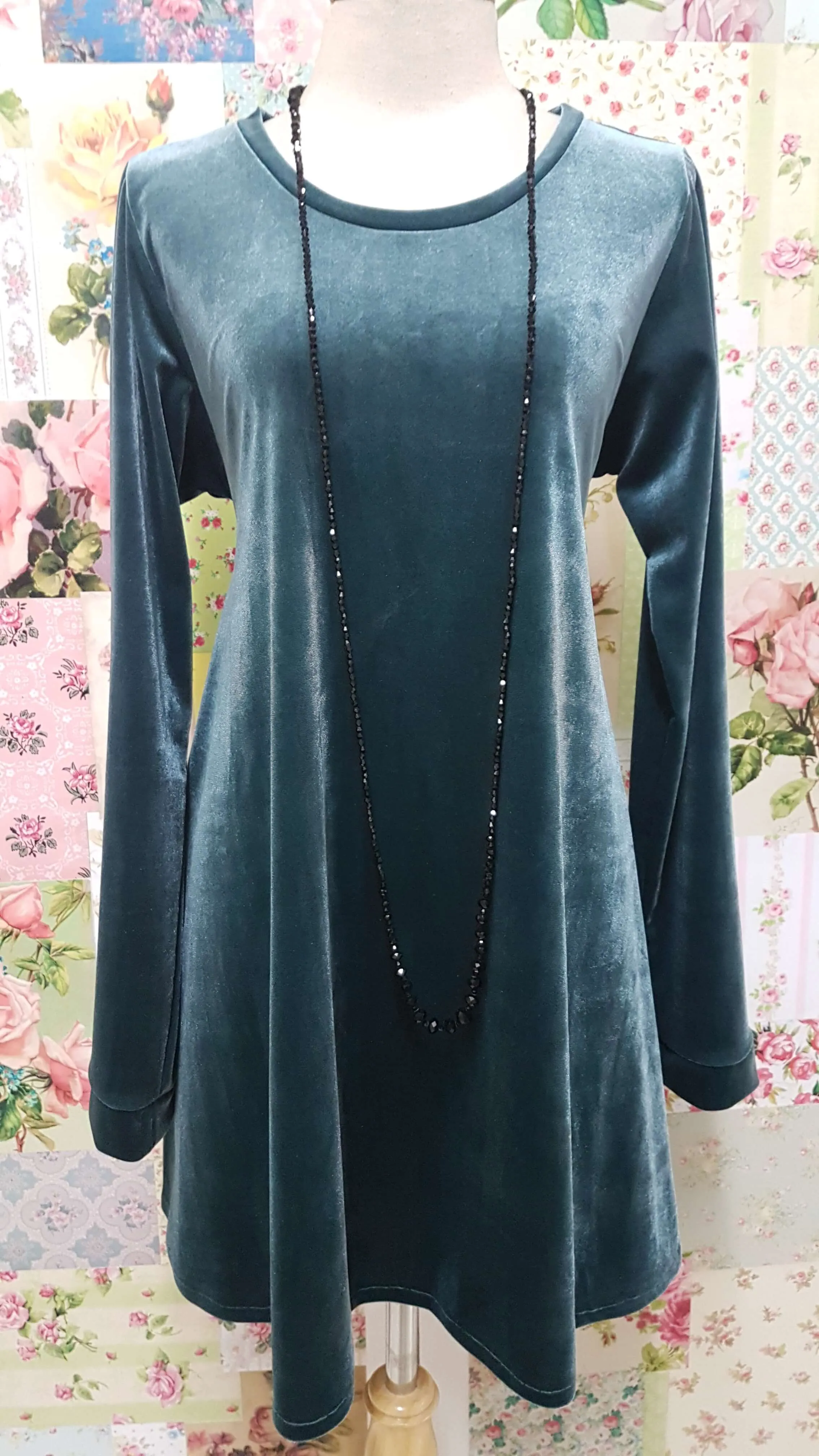 Jade Blue Velvet Top RS080