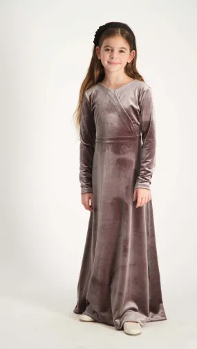 Kids Maxi Velvet Dress / Brown