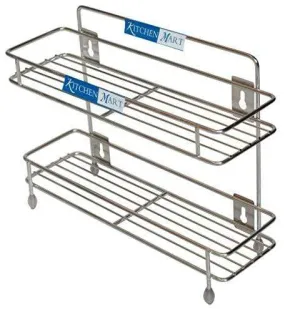 Kitchen Mart Stainless Steel Sleek Multipurpose Storage Shelf / Spice Rack, Double (2-Tier)