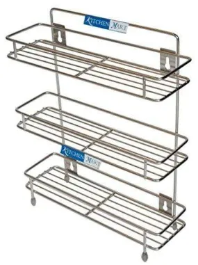 Kitchen Mart Stainless Steel Sleek Multipurpose Storage Shelf / Spice Rack, Triple (3-Tier)