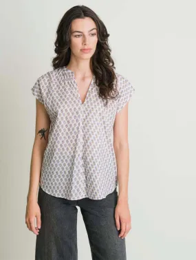 Kyra Cotton Relaxed Blouse | Lilac Flower