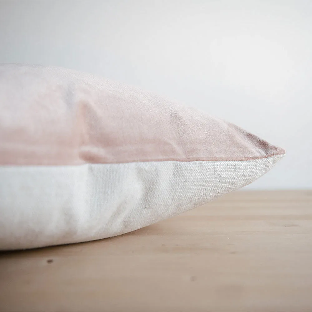 Linen & Velvet Pillow - Blush