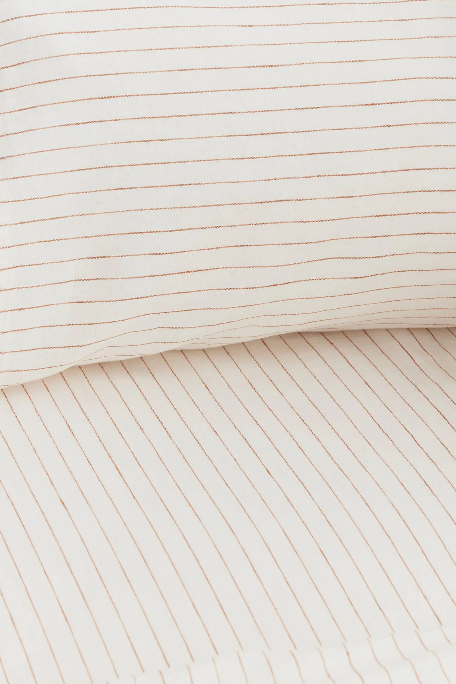 Linen Fitted Sheet Tobacco Pinstripe