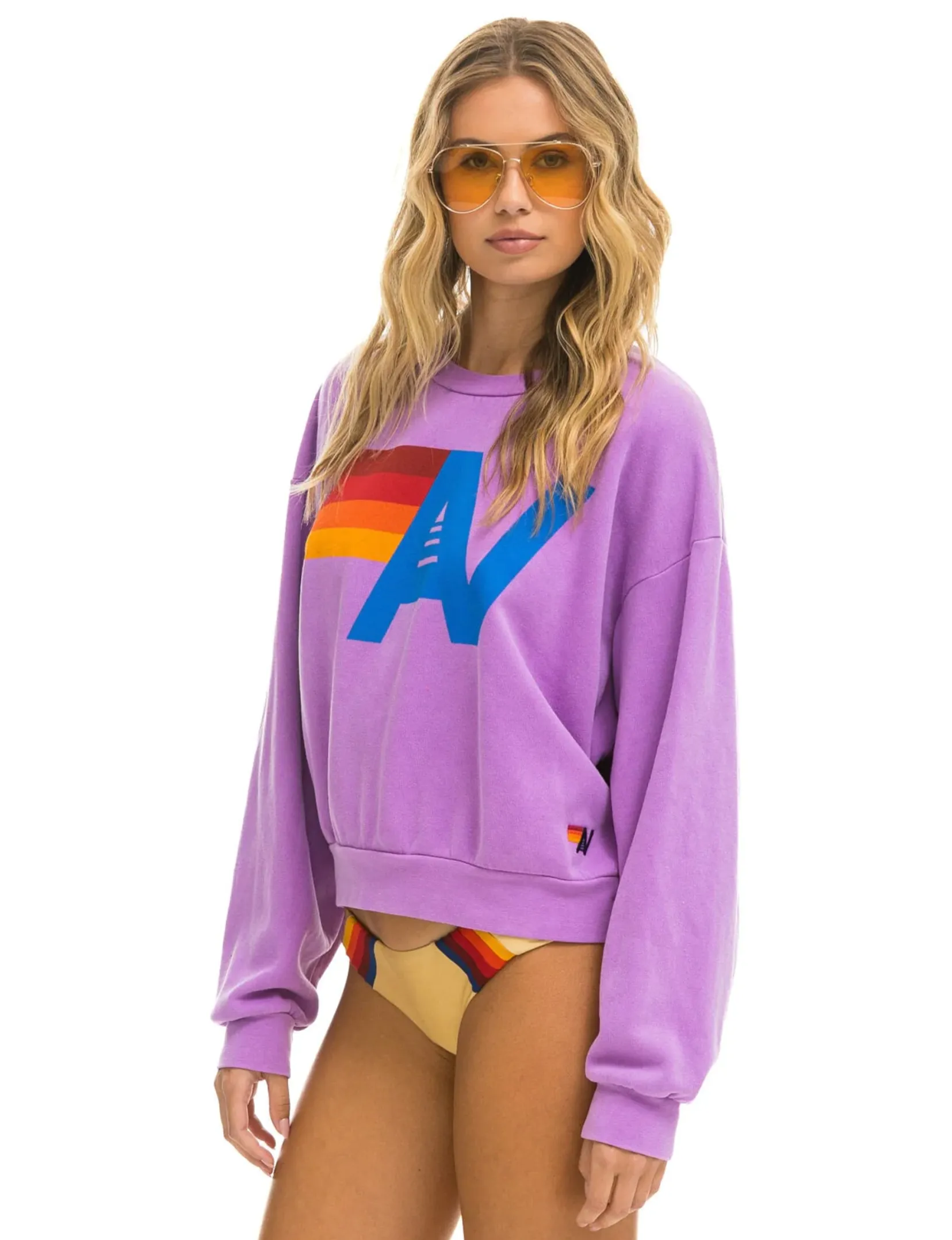 Logo Crew Relaxed Sweatshirt, Neon Purple