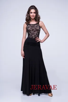 Long Sleek Ballroom Practice Skirt with Rouched Waistline Detail and Soft Hem PRA 558