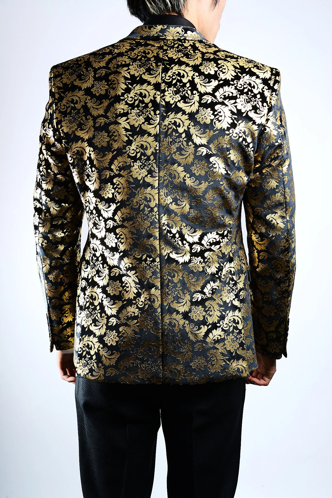 Mayfair Gold Leaf Print Velvet Blazer