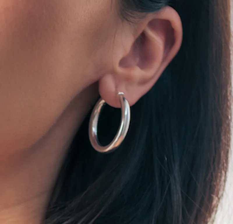 Medium Silver Bold Hoops