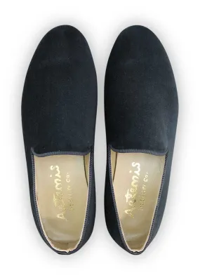 Men's Velvet Loafers, Black Tie