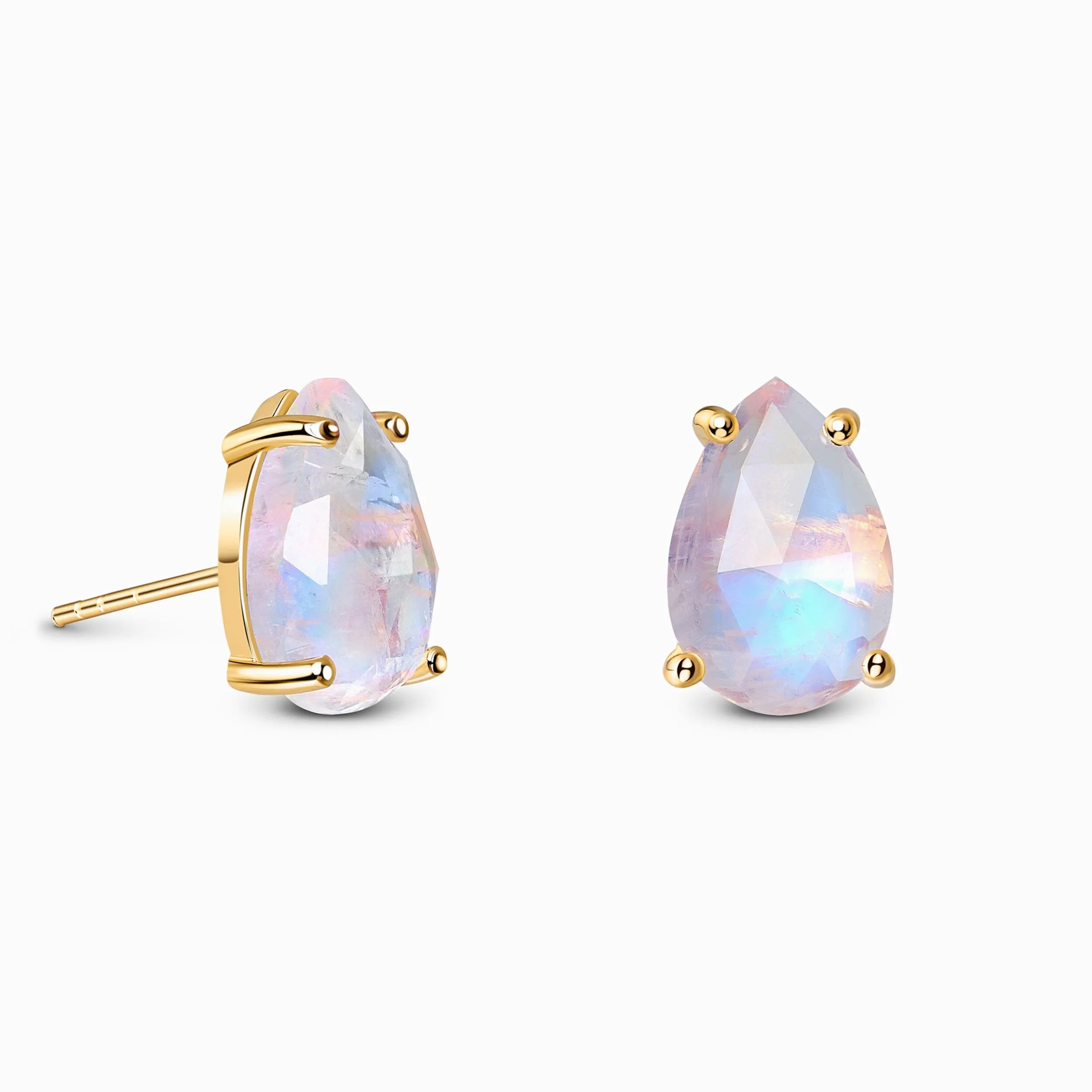 Moonstone Earrings - Bright Drop Studs