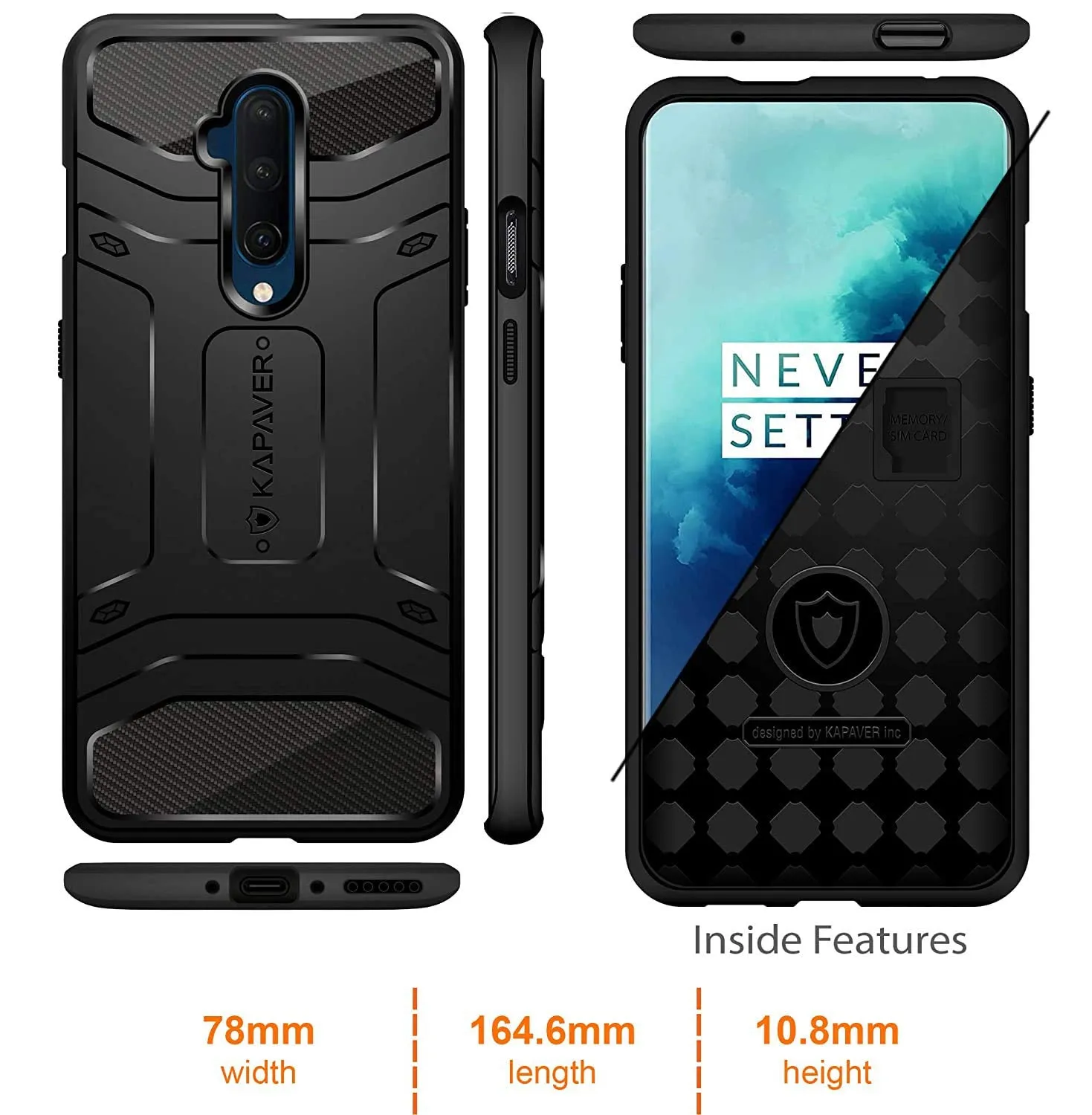 OnePlus 7 Pro Back Cover Case | Rugged - Black