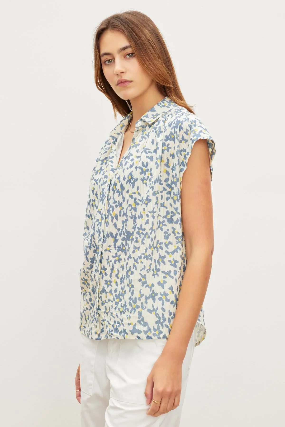 PAULETTE BUTTON-UP FLORAL SHIRT - VELVET