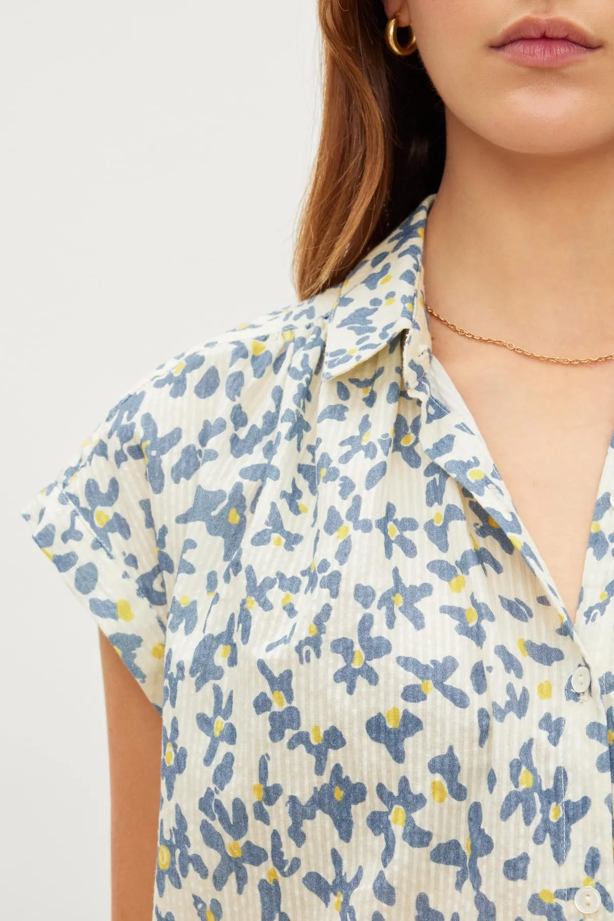 PAULETTE BUTTON-UP FLORAL SHIRT - VELVET