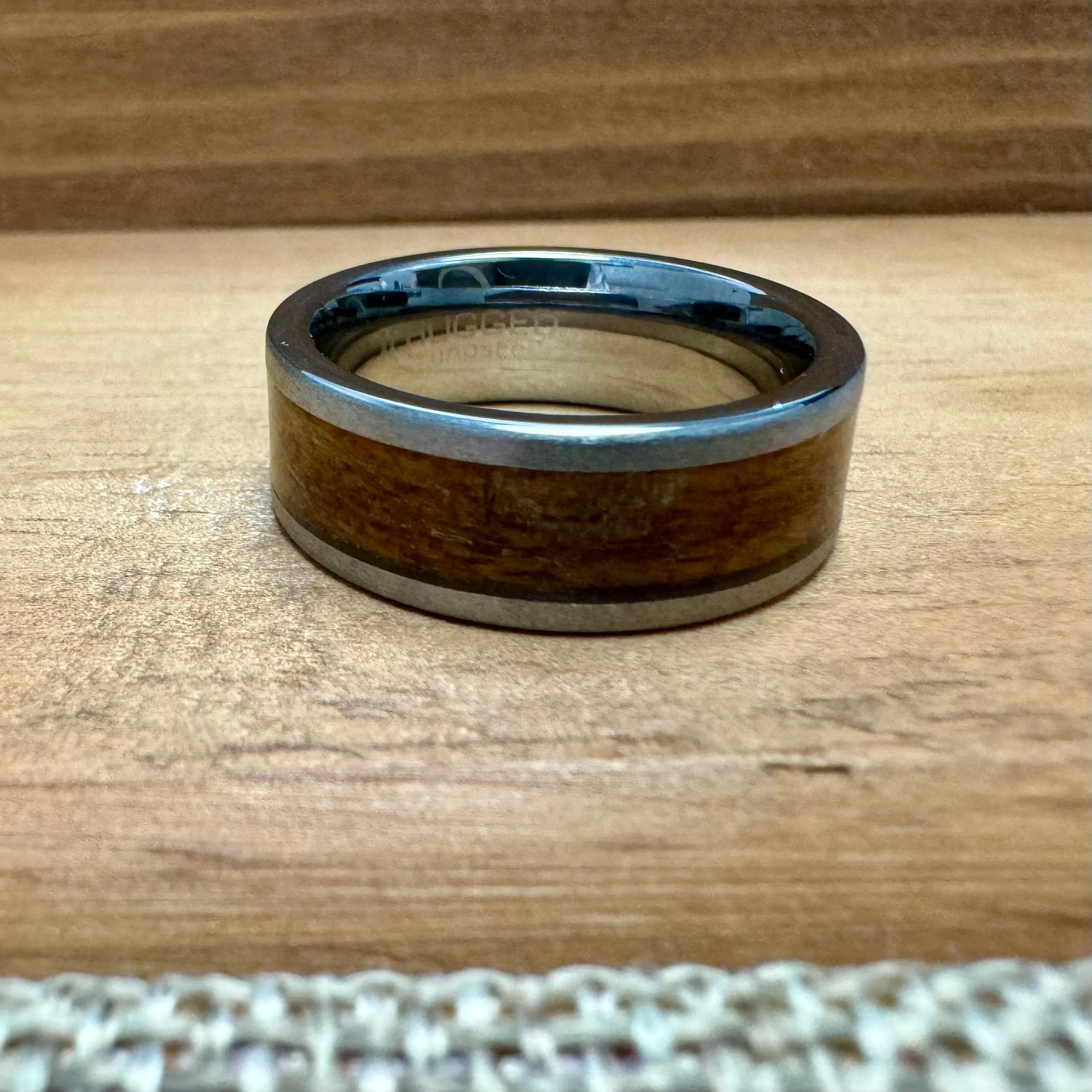 "The Rugged Battleship" 100% USA Made Rugged Tungsten Ring With Wood From The USS California