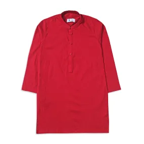 Red Self Print Kurta