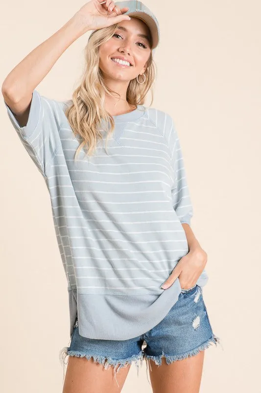 Relaxed Blue Stripe Top