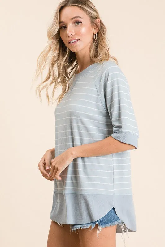 Relaxed Blue Stripe Top