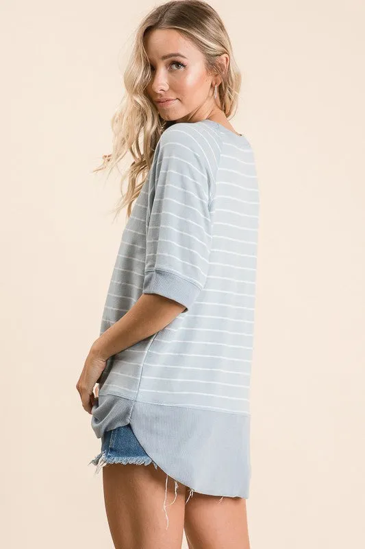 Relaxed Blue Stripe Top