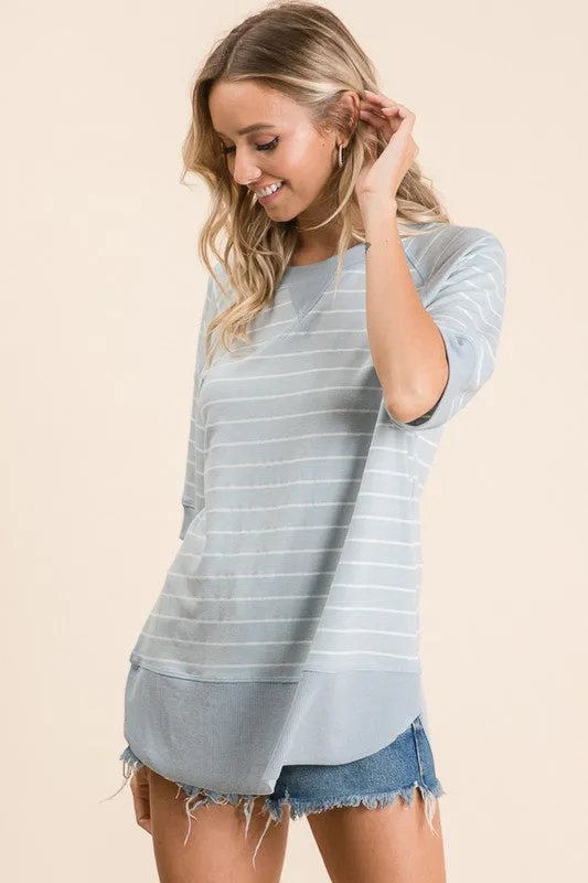 Relaxed Blue Stripe Top