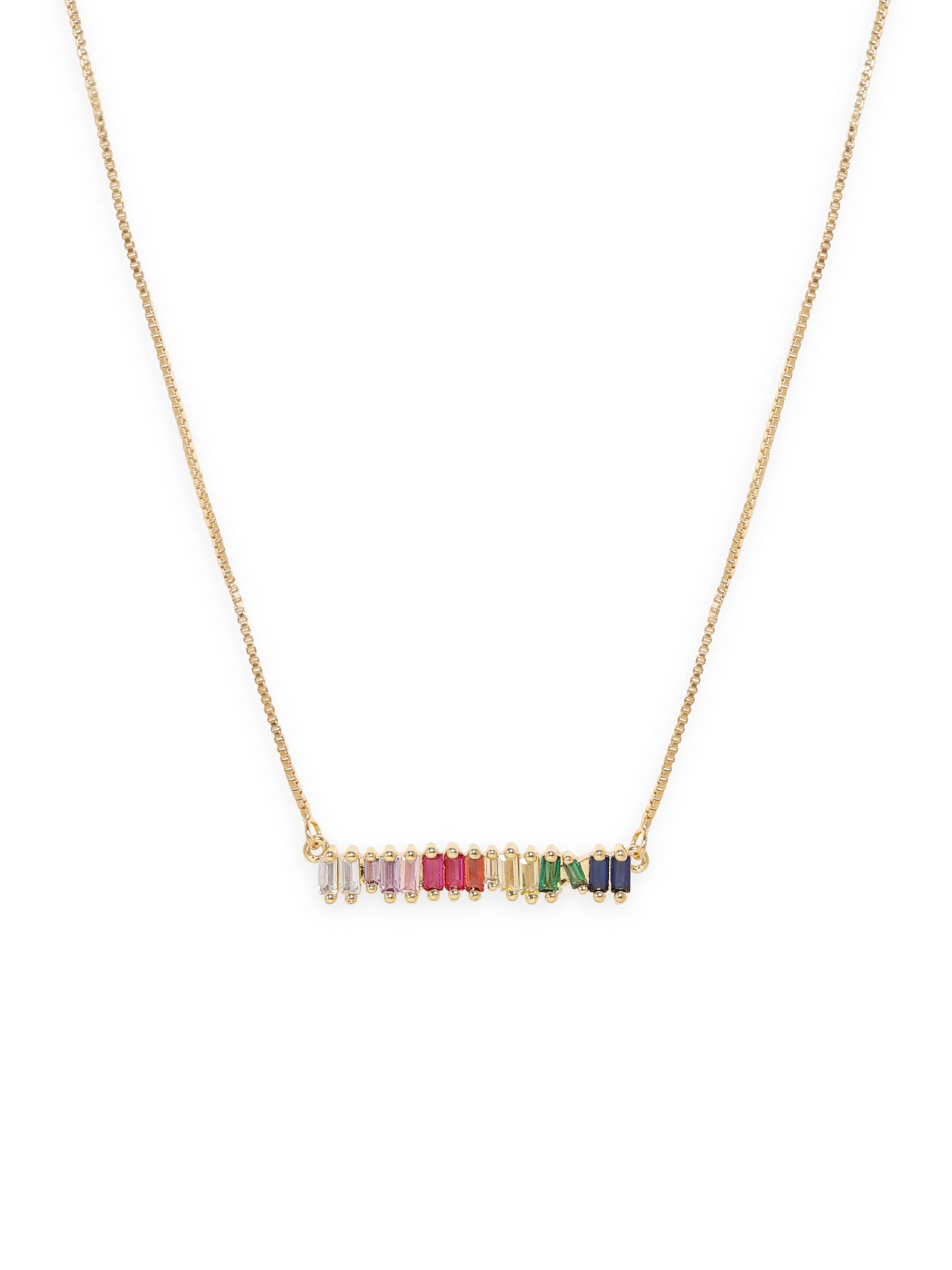 Rubans Voguish 22K Gold Plated Tarnish-free Multicolour zirconia Sleek necklace