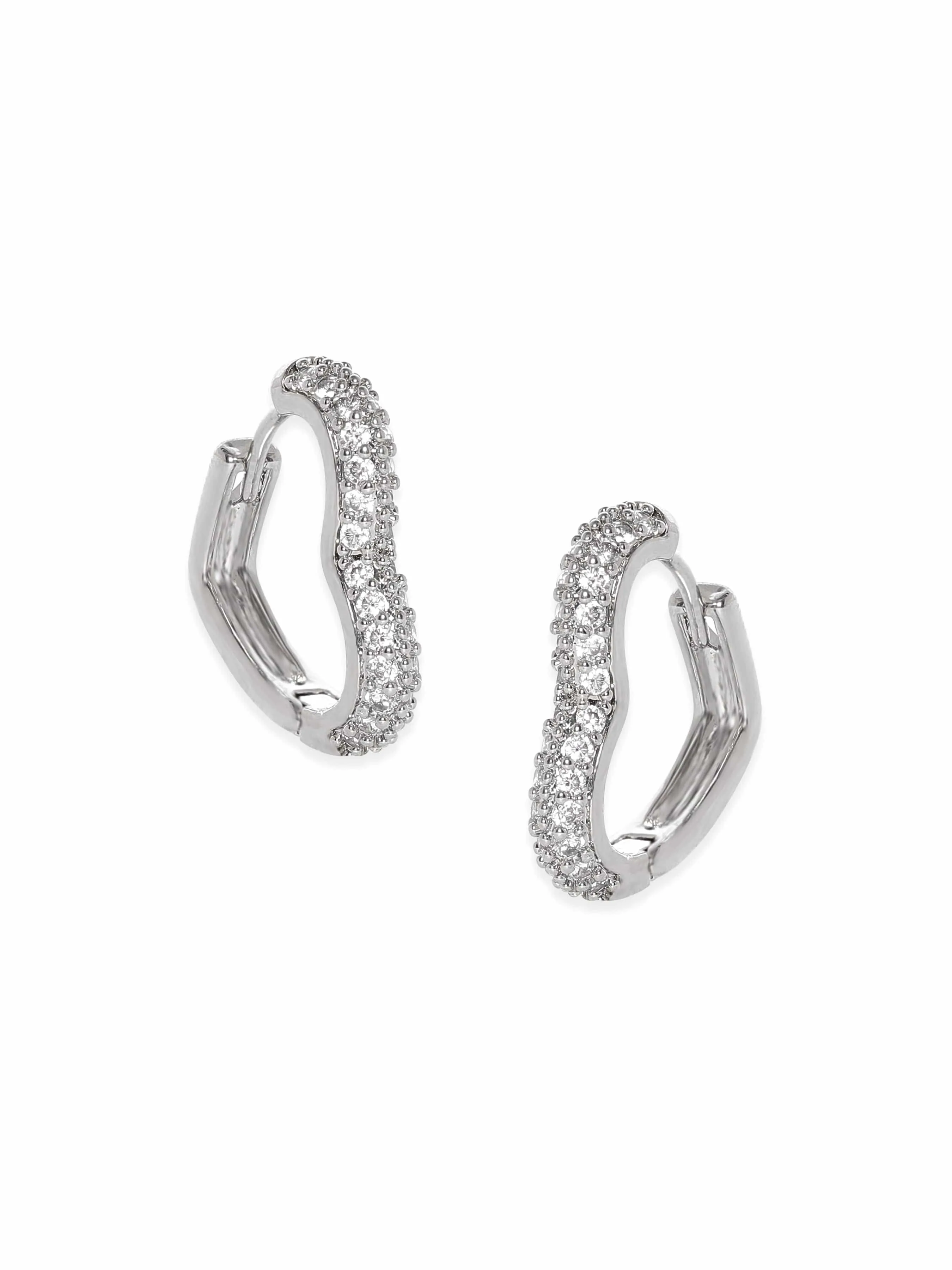 Rubans Voguish Simply Silver Sleek Huggie Hoop Earrings