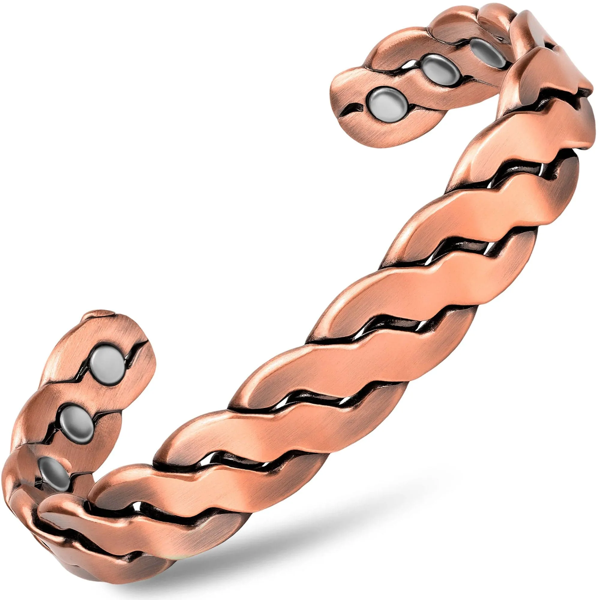 Rugged Twist Copper Magnetic Therapy Bracelet Bangle