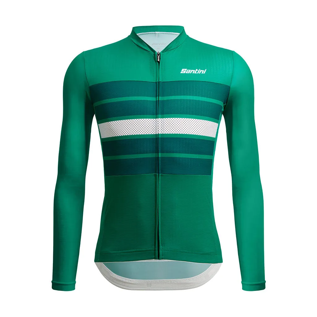 Mens Santini Eco Sleek Bengal Long Sleeve Cycling Jersey - Eco-Friendly Green