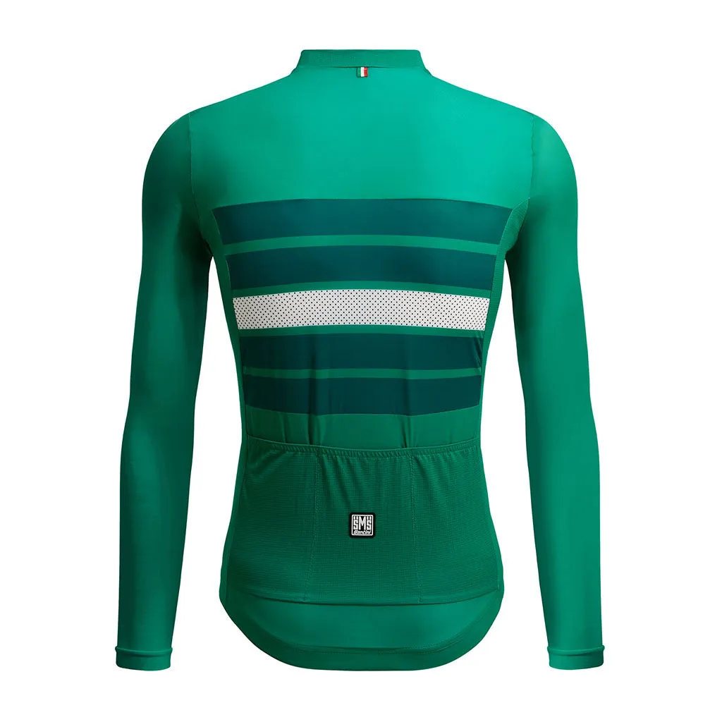 Mens Santini Eco Sleek Bengal Long Sleeve Cycling Jersey - Eco-Friendly Green