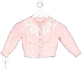 Self-Portrait Pink Lace Collar Embellished Button Cardigan 5 Years