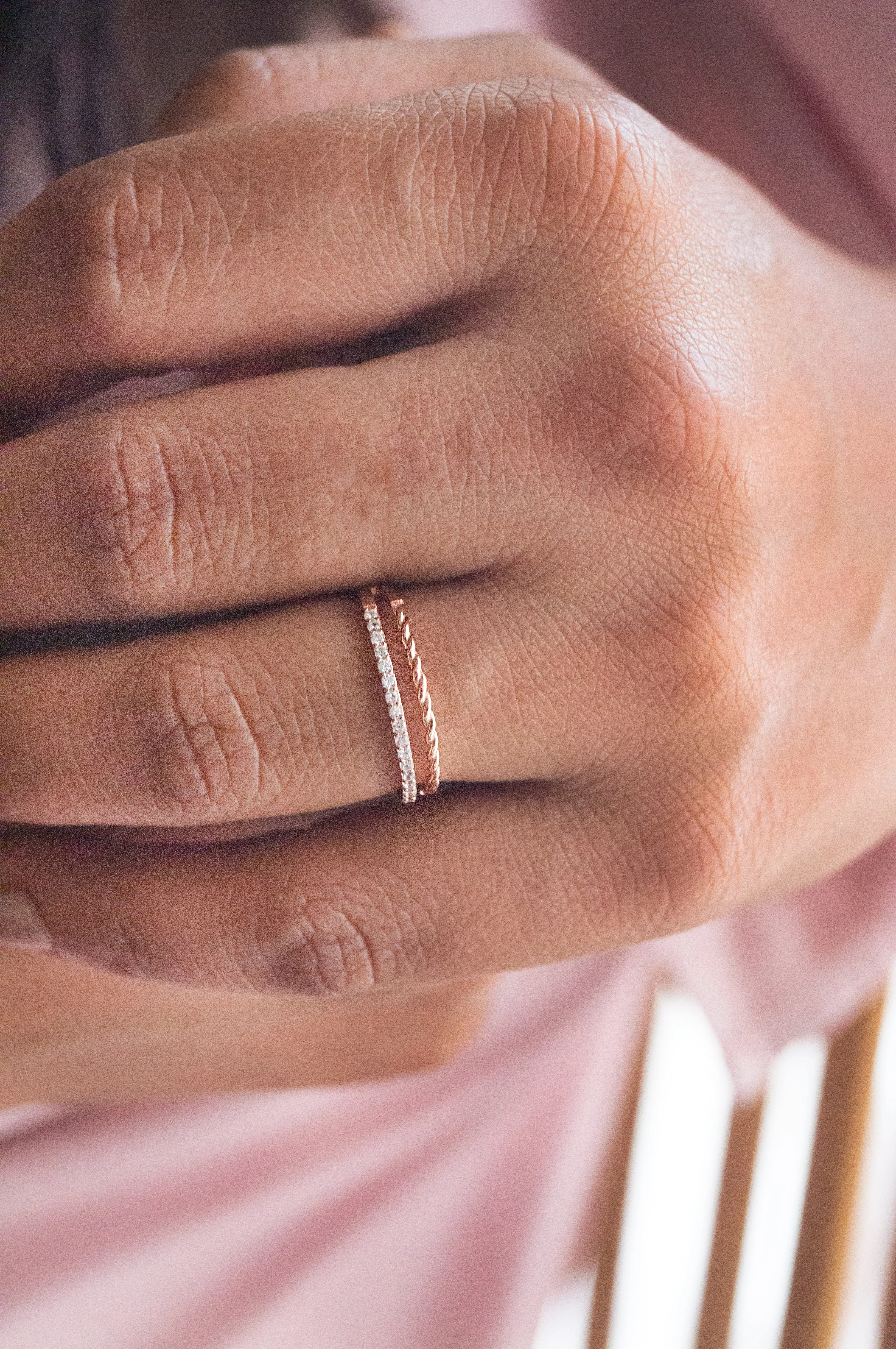 Sleek And Twisty Rose Gold Plated Sterling Silver Ring