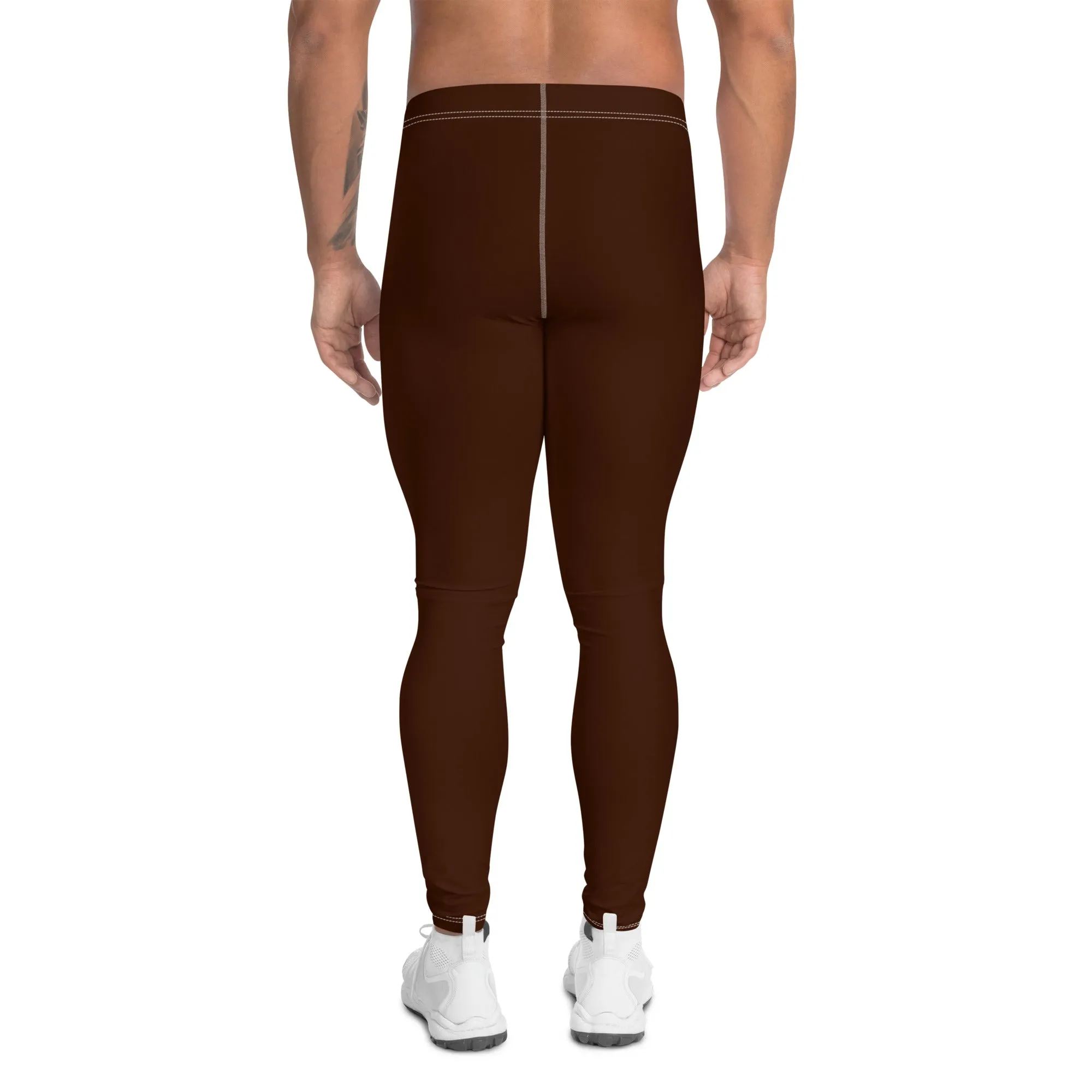 Sleek Silhouette: Men's Solid Color Yoga Pants Leggings - Chocolate