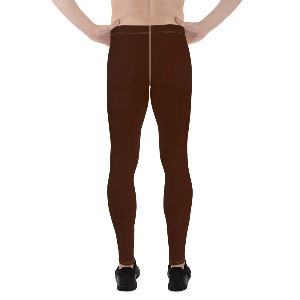 Sleek Silhouette: Men's Solid Color Yoga Pants Leggings - Chocolate