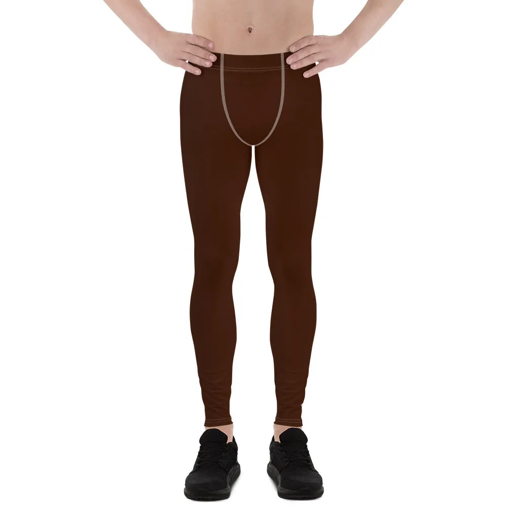 Sleek Silhouette: Men's Solid Color Yoga Pants Leggings - Chocolate