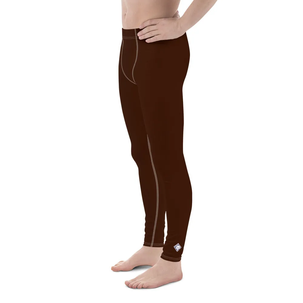 Sleek Silhouette: Men's Solid Color Yoga Pants Leggings - Chocolate