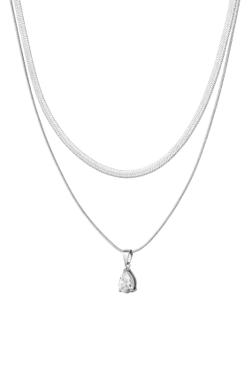 Sleek Teardrop Necklace Silver