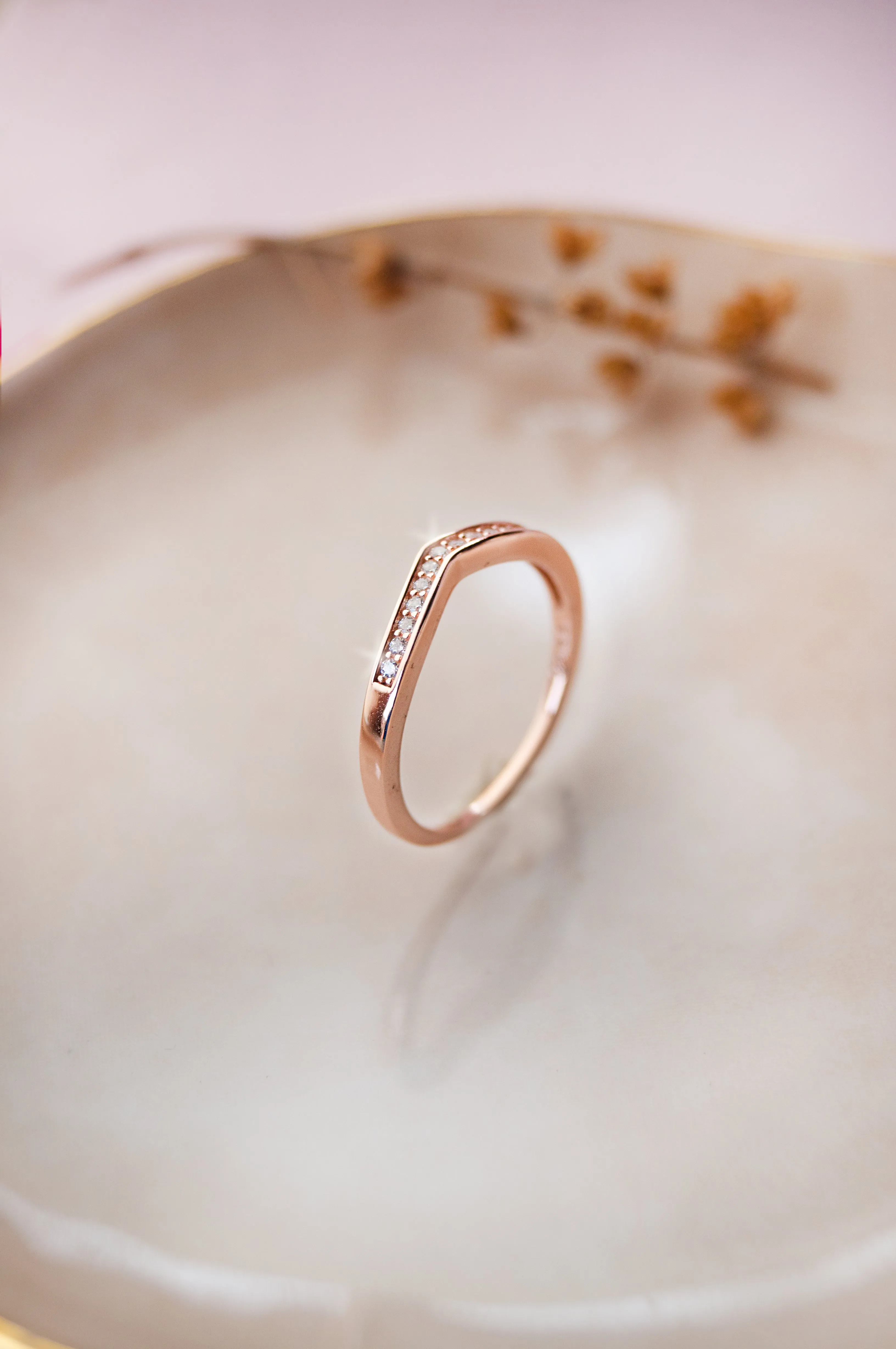 Sleek Victory Rose Gold Plated Sterling Silver Ring