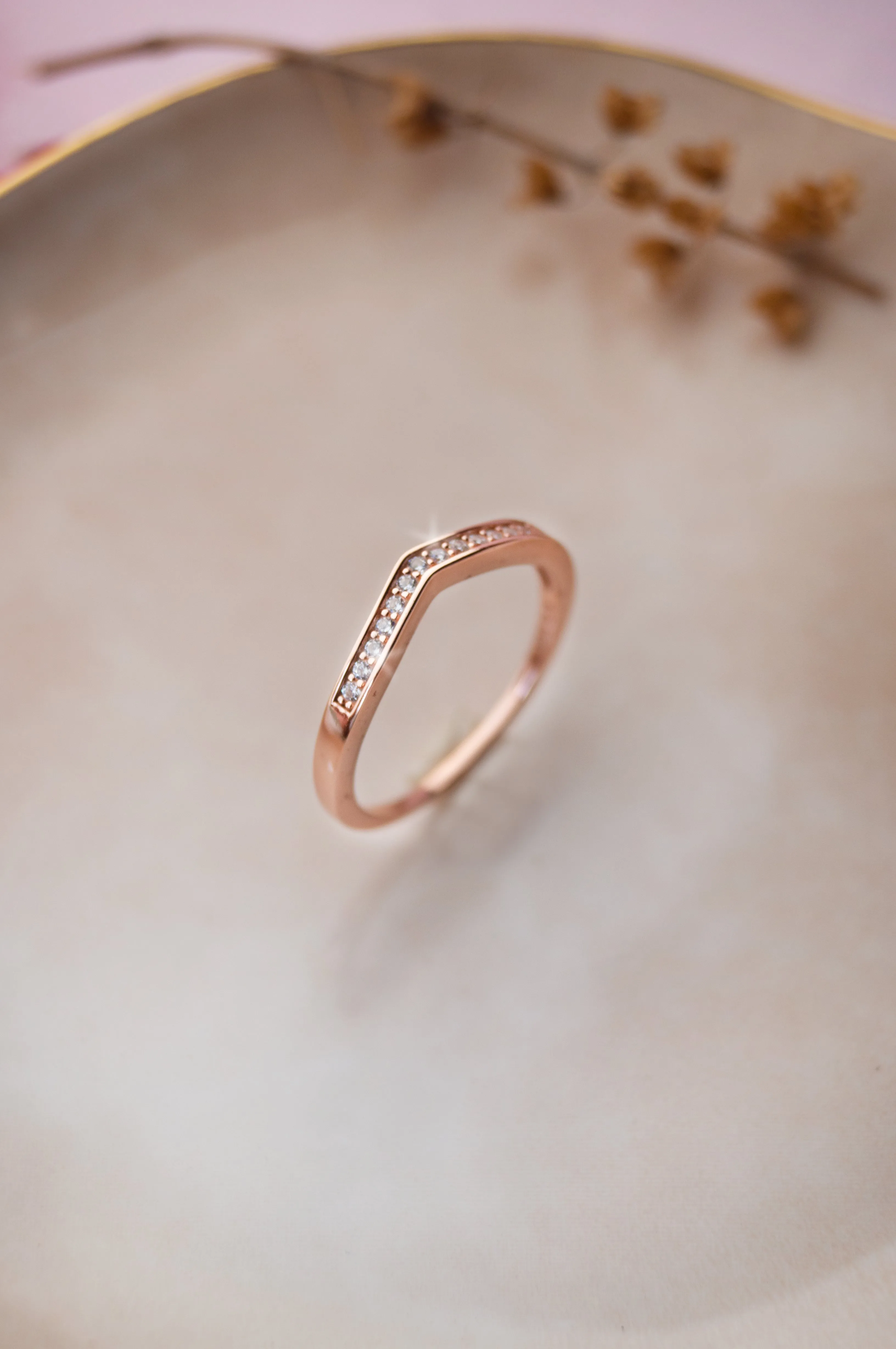 Sleek Victory Rose Gold Plated Sterling Silver Ring