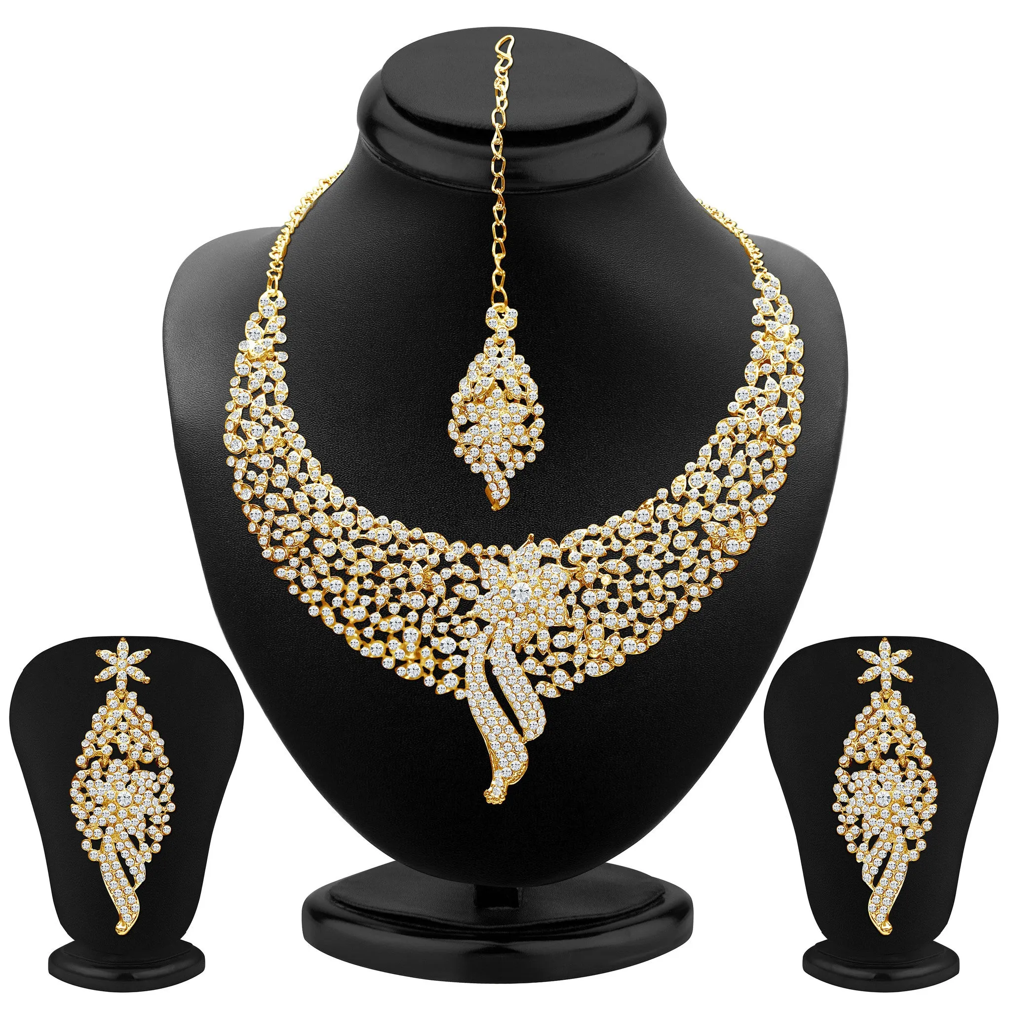 Sukkhi - Kritika Kamra Sleek Gold plated AD Stone Party Wear Necklace Set