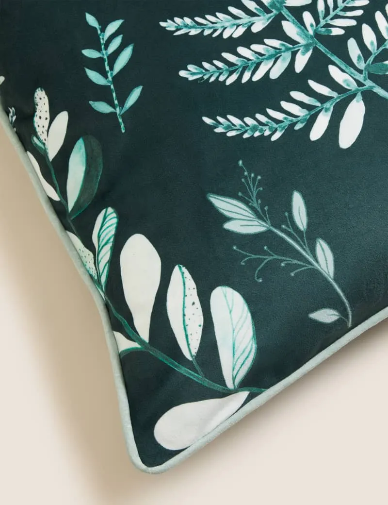 Velvet Leaf Piped Cushion