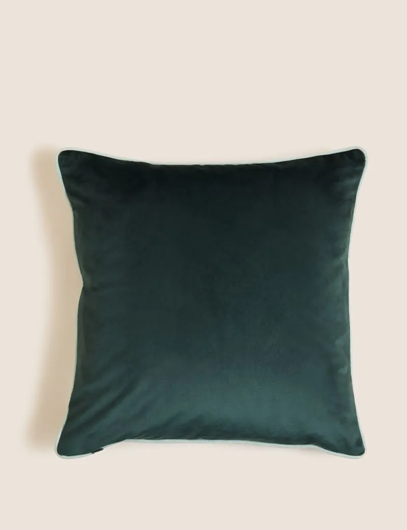 Velvet Leaf Piped Cushion