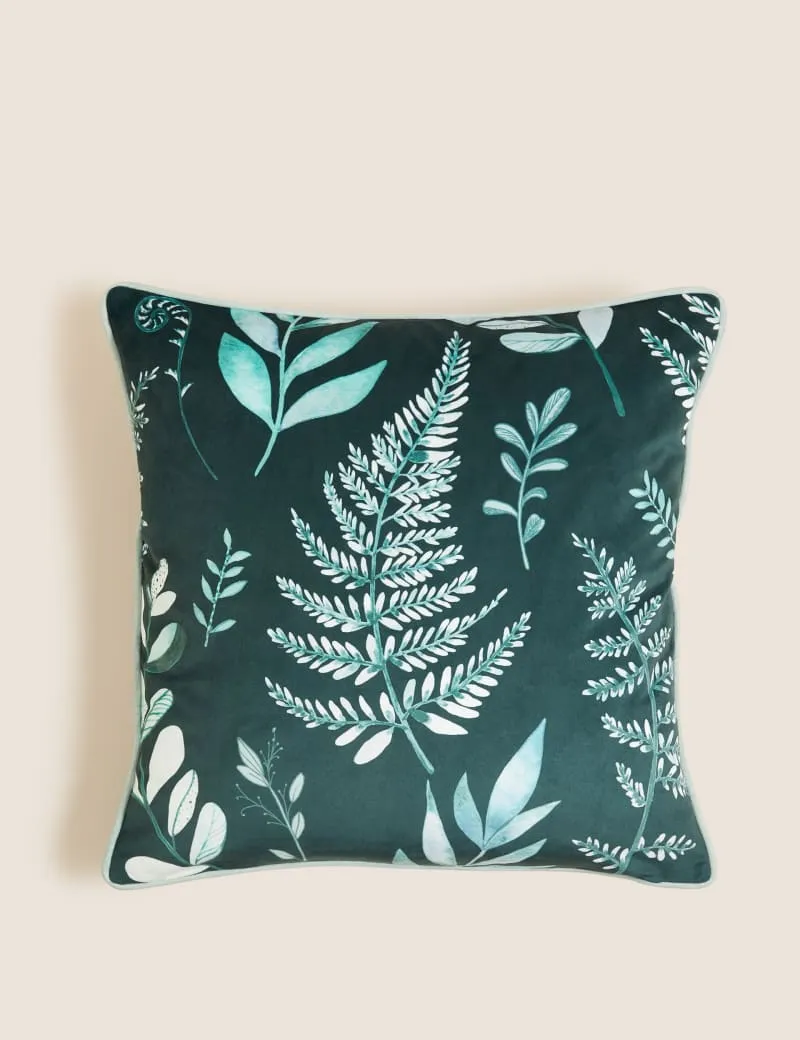 Velvet Leaf Piped Cushion