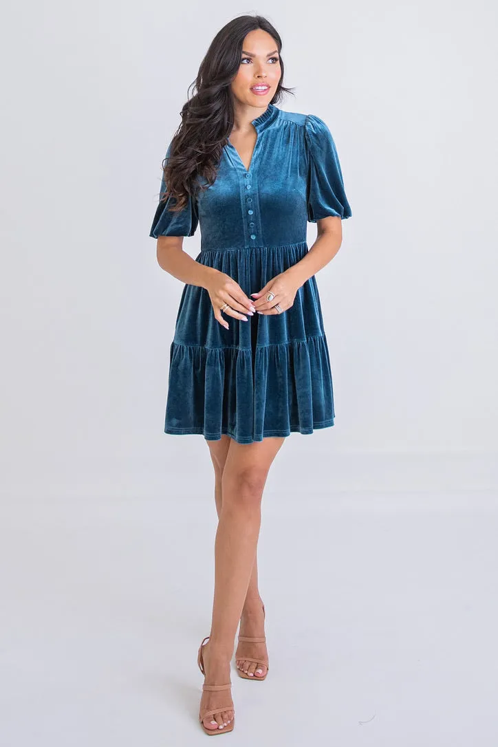 Velvet Tier Vneck Dress