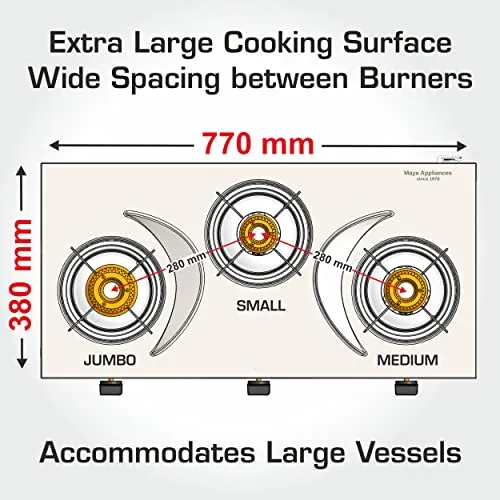 Vidiem Gas Stove S3 213 A SLEEK (Black) | Stainless Steel 2 Burner Gas Stove | Manual Ignition | Safety, Reliability, High Efficiency | ISI Certified | 5 years warranty