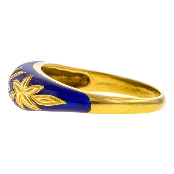 Vintage Blue Enamel Ring