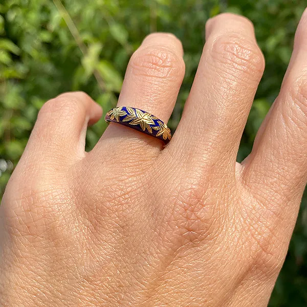 Vintage Blue Enamel Ring