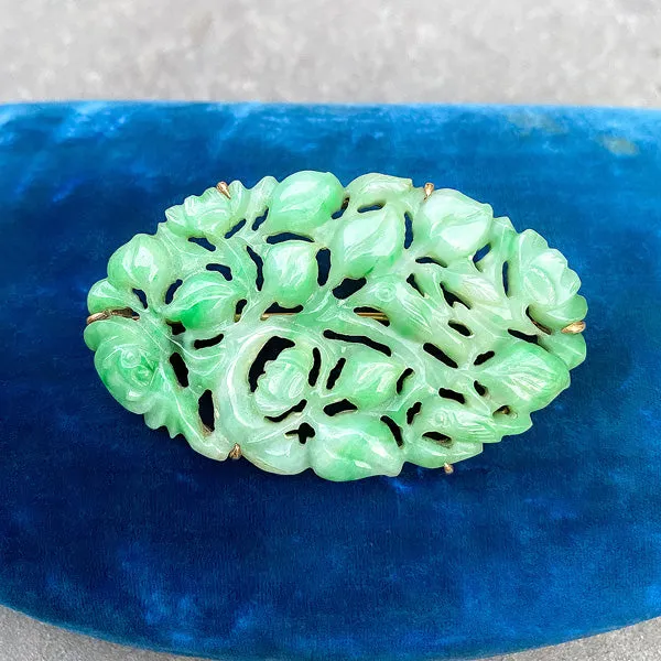 Vintage Carved Jade Pin