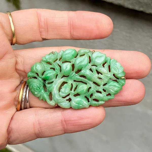 Vintage Carved Jade Pin