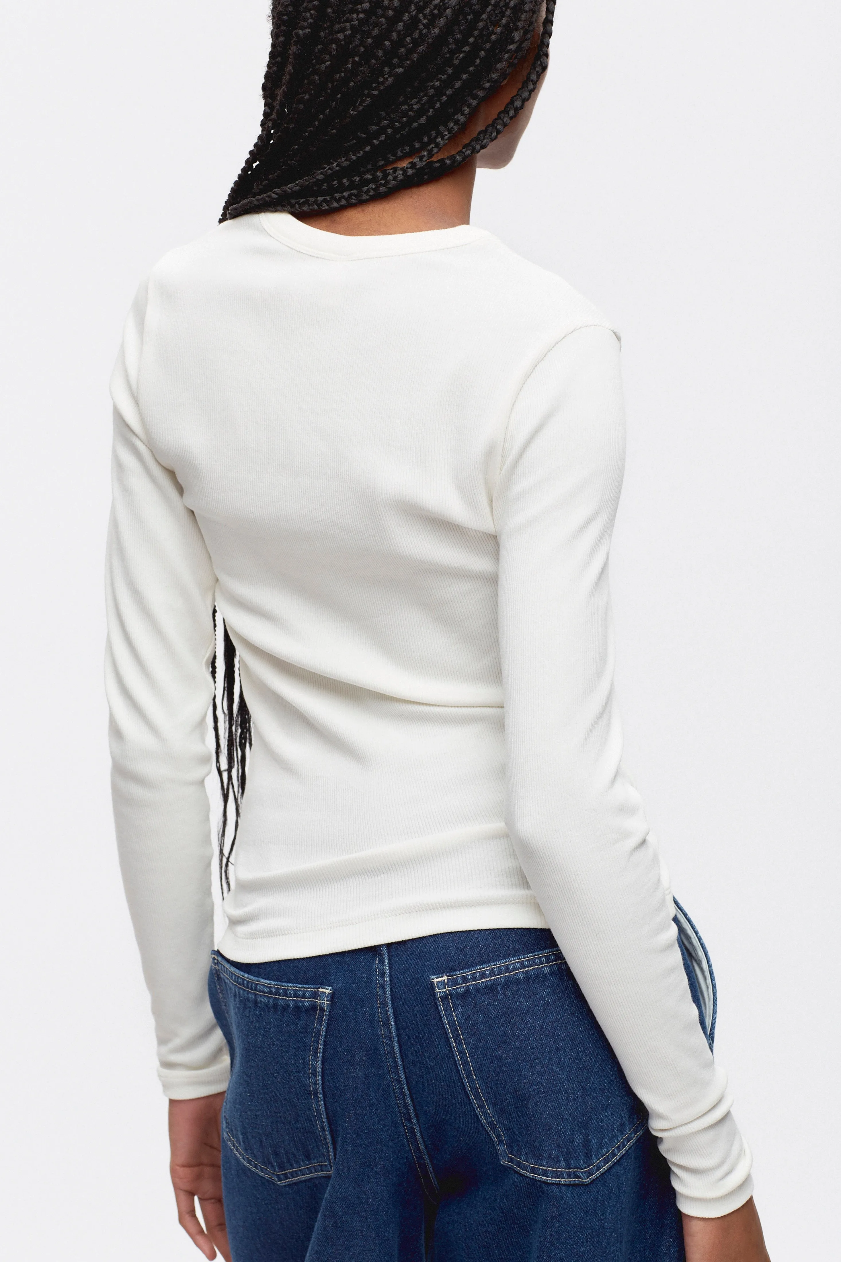 Women's Fitted Rib Longsleeve in Marshmallow